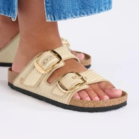 Arizona Big Buckle Raffia Natural Textile